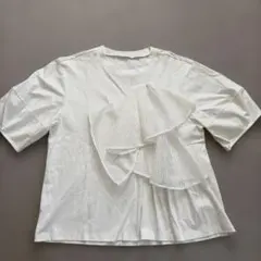 ホワイト メッシュフリル 半袖Tシャツのサムネイル