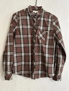 earth music&ecology チェック柄 長袖シャツ ブラウン系