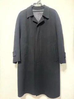 カシミヤ100% メンズ ロングコート ブラック M ビジネスコート 比翼