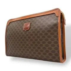 極上美品✨セリーヌ　クラッチバッグ　黒マカダム　トリオンフ　PVC レザー CELINE セリーヌ トリオンフ レザー フラップ チェーン