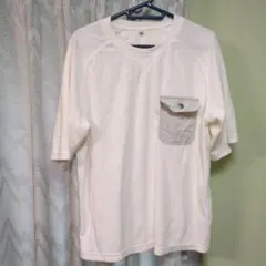 ホワイト パイル地 ポケット付き Tシャツ