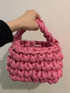 【美品】ジャーナルスタンダード ピンク 編み込みハンドバッグのサムネイル