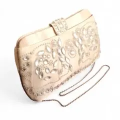 NOCTURNE ビジュー装飾 ベージュ クラッチバッグ