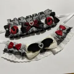 ぬいふく ヘッドドレス ケープ マント 黒 白 赤