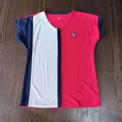 FILAテニスウェア　トップス　 Vネック Lサイズ 赤/白/紺