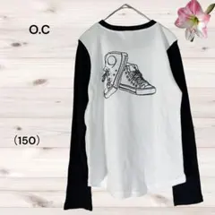 『O.C』オーシー（１５０）プルオーバートップス 前後プリント 長袖 靴 白 黒のサムネイル