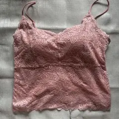 ピンクレースブラ付きキャミソール　GU