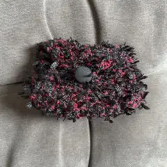 ハンドメイド かぎ針編み ミニポーチ ブラック×レッド