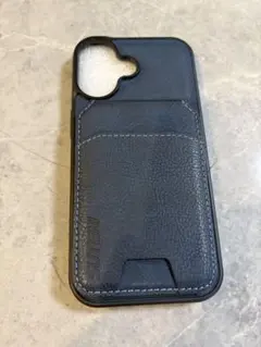 ネイビー レザー iPhone17 ケース カードポケット付き