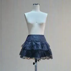 【美品】黒 総レース フリル ミニスカート ゴスロリ Yコスプレ衣装