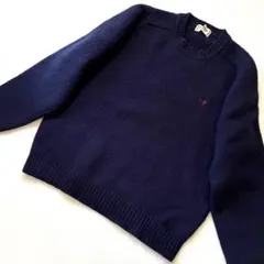 マックレガー 胸元刺繍 セーター ニット 毛100% ラウンドネック ネイビー