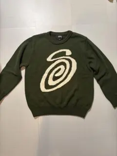 Stussy クルーネック ニット セーター オリーブ Lのサムネイル