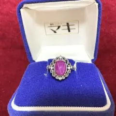 ⭐️英国　イギリス　ヴィンテージ　スタールビー　天然石　フリーサイズ　指輪⭐️