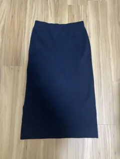 ユニクロ　スムースコットンブレンドスカート L ネイビー