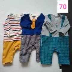 カバーオール　ロンパース　おしゃれ　お出かけ　男の子　秋　冬　70
