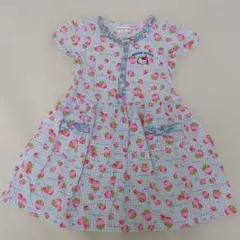 極美品HELLO KITTY キッズワンピース 120cm いちご柄フリル半袖のサムネイル
