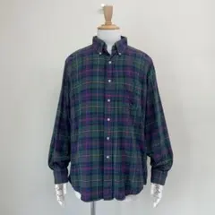 90s USA製 L.L.Bean チェック ネルシャツ 古着 ヴィンテージ 緑