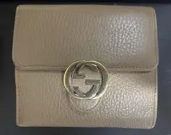 * GUCCI ミニ財布　インターロッキング　GG 折り財布  ベージュ
