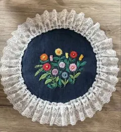 近沢レース　テーブルセンター　レトロ レースドイリー 花刺繍 パッチワーク 近沢レース テーブルセンター レトロ レースドイリー 花刺繍 パッチ