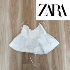 ZARA クロップド丈 ポプリン シャツ キャミソール XS 白のサムネイル