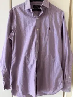 【美品】ラルフローレン　長袖シャツ ギンガムチェック パープル ポニー刺繍