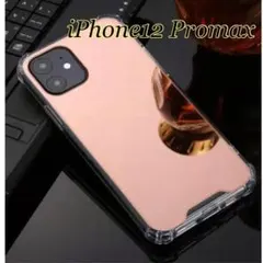 新品未使用　iPhone12promaxケース　韓国　ピンクゴールド　クリア