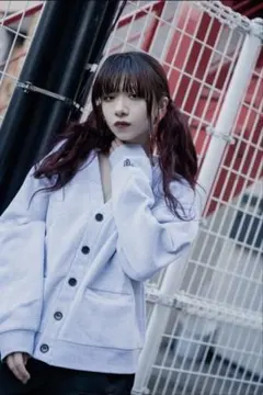 GIBOUS SWEAT CARDIGAN LIGHT GRAY Vネック