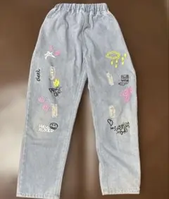 カラフル刺繍ダメージ加工パンツ