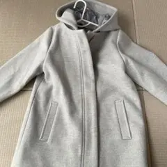 グレー フード付きコート　ライトウォームグローバルワーク