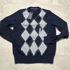 TOMMY HILFIGER ネイビー ダイヤモンド柄 セーター