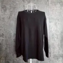 ✨UNIQLO✨ユニクロ♡ワッフルTシャツ♡長袖♡クルーネック♡黒(XL)