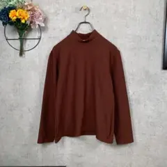 SANJEON Tシャツ カットソー 長袖 ハイネック M ブラウン 無地