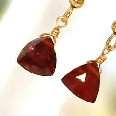 ガーネット トリリアント ピアス ひと粒ピアス 天然石 ハンドメイド