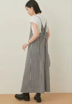 AER アダムエロペ レイヤードキャミソールドレス ワンピース ギンガムチェック