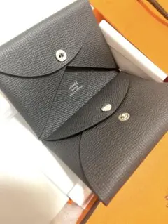HERMES 新品 カルヴィデュオ ブルーニュイ ネイビー カード小銭入れ