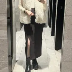 GRL　スリットロングタイトスカート　S　ダークブラウン　ストレッチ◆A1007