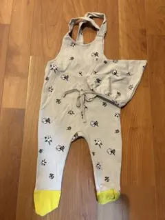 ベージュ フルーツ柄ロンパースと帽子セット