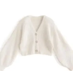 パールボタンシャギーニットカーディガン　グレイル　kz118
