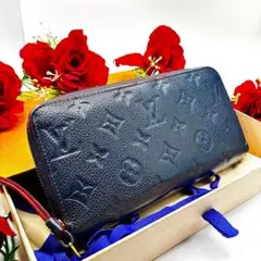【美品】ルイヴィトン ジッピーウォレット モノグラム　アンプラント 長財布　黒