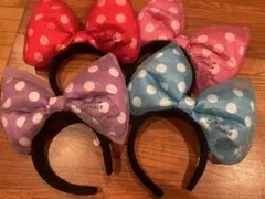 【美品】ディズニーミニーマウス リボン　水玉カチューシャ　4個セット