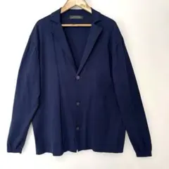 ナノユニバース　メンズ　ラペルニット　カーディガン ジャケット　秋　ネイビー L