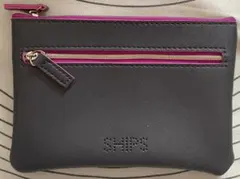 SHIPS ポーチ グレー ファスナー付き 新品 未使用 美品 内側ピンクのサムネイル