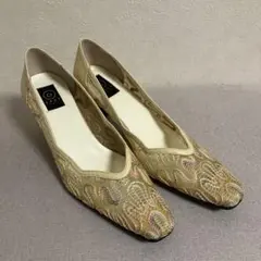 GRESベージュ レース ポインテッドトゥ ハイヒール