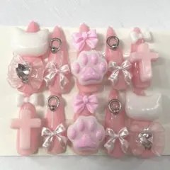 ネイルチップ　天使界隈　地雷系　可愛い　ネイル　平成女児　肉球　猫　リボン