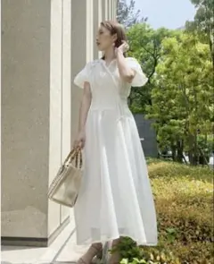 AnMILLE アンミール ミニバルーンスリーブシフォンワンピース ピンク