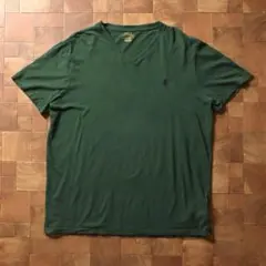 ポロラルフローレン　Vネック Tシャツ　グリーン　ポニー刺繍　シングルステッチ