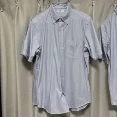 【まとめ売り2枚】 半袖シャツ グレー ストライプ ボタンダウン　UNIQLO