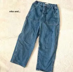 【ニコアンド】デニム ジーンズ ワークパンツ コットン ゆったり S ブルーのサムネイル
