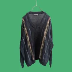 【超特価】CHAIRMAN Vネック ケーブル編み 3Dニット フランス製