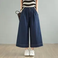 人気新作 九分丈 デニム ジーパン 着痩せ ワイドパンツ おしゃれ＆カジュアル